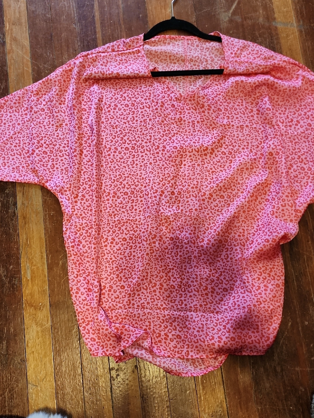 Pink Leopard Print Sheer Blouse